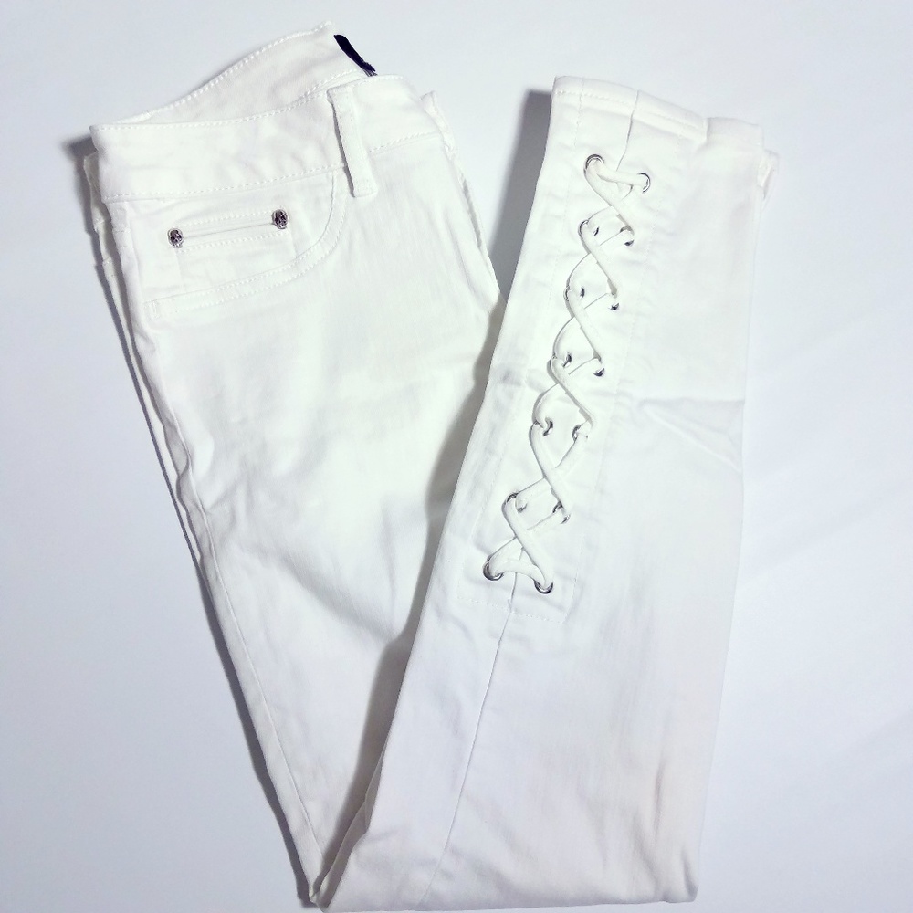 The Kooples Skinny Jeans White Lace up 25 Short